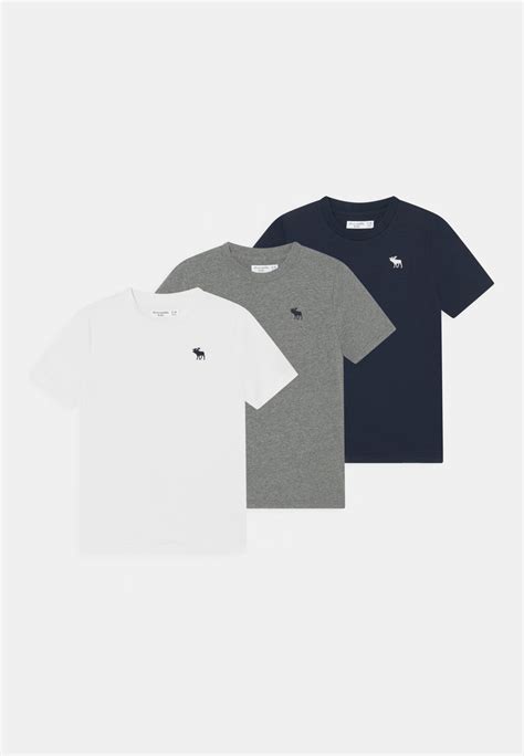 Abercrombie And Fitch 3 Pack T Shirt Basic White Navy Grey Dunkelblau