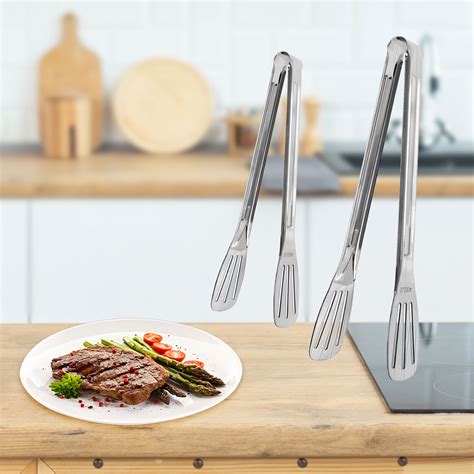 Uxcell Kitchen Tong Set For Cooking Stainless Steel Tongs Toaster Salad Pcs Walmart Com
