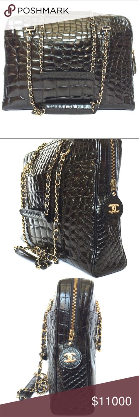 Discover the latest collection of chanel handbags. RARE CHANEL VINTAGE CROCODILE SHOULDER BAG Featuring a ...