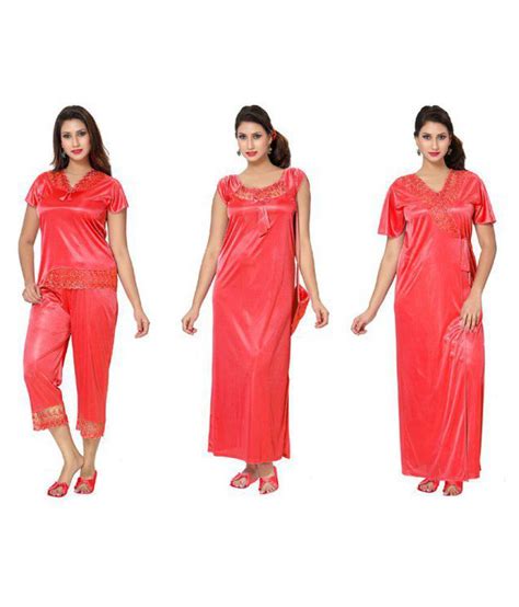 Buy Go Glam Satin Nighty And Night Gowns Red Online At Best Prices In India Snapdeal