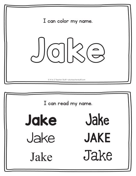 Jake Name Printables For Handwriting Practice A To Z Teacher Stuff