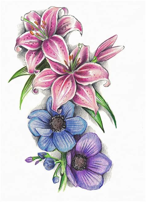 Colorful Flower Tattoo Lilly Flower Tattoo Lily Tattoo