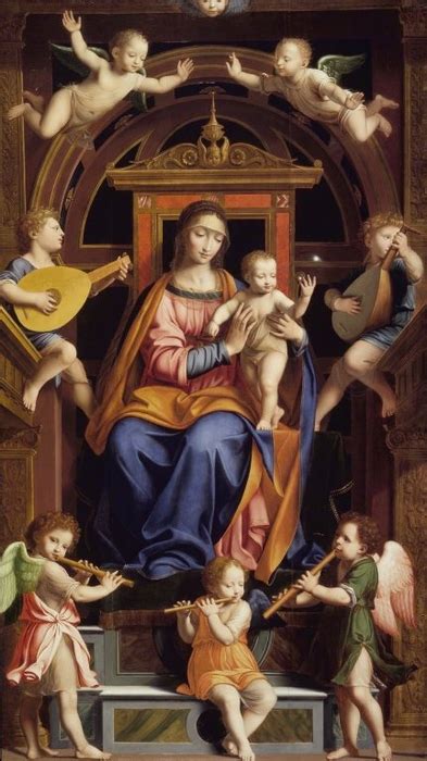 Madonna And Child Enthroned With Angels Bernardino Luini Artwork On