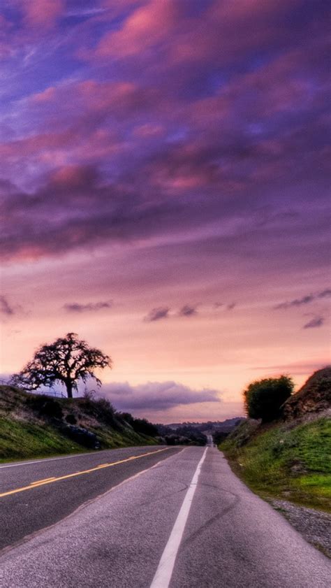 Sunset Road Landscape Iphone Wallpapers Free Download
