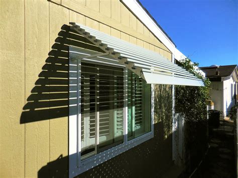 Creative Exterior Louvered Window Awnings With Simple Decor Design