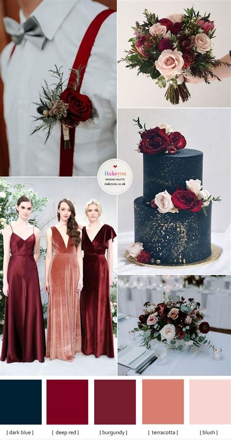 Autumn Wedding In Burgundy Deep Red Navy And Terracotta With Blush