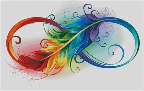 Rainbow Colored Infinity Symbol Feather Counted Cross Stitch Etsy