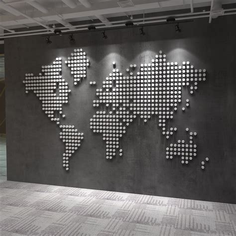 World Map 3d Dots Wall Decor