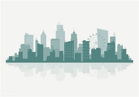 Green And Beige Silhouette Cityscape Background Vector Free Image By