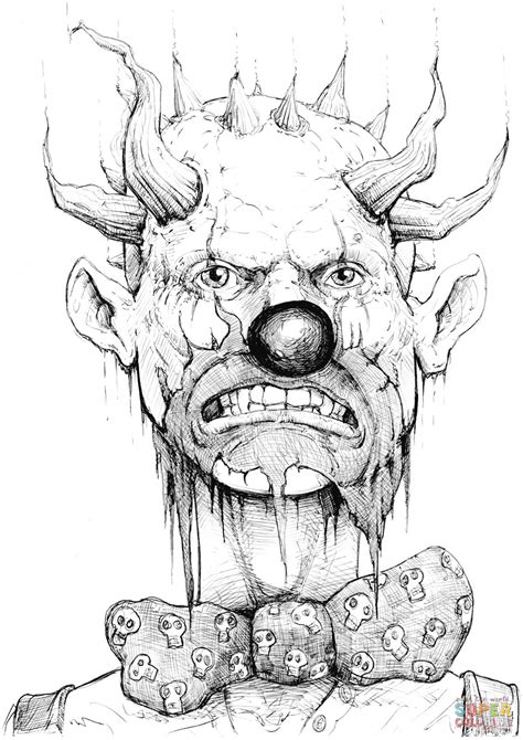 Very Evil Clown Coloring Page Free Printable Coloring Pages