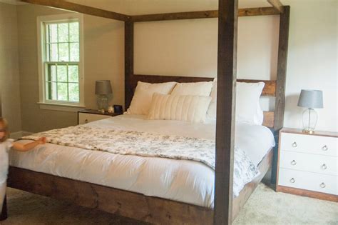 Diy Minimalist Rustic King Canopy Bed Fickle Farmhouse