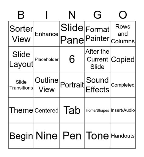 Powerpoint Bingo Card