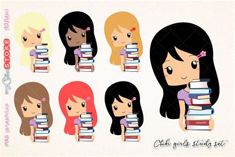 Study Chibi Girl Clipart Woman Going Library Clip Art
