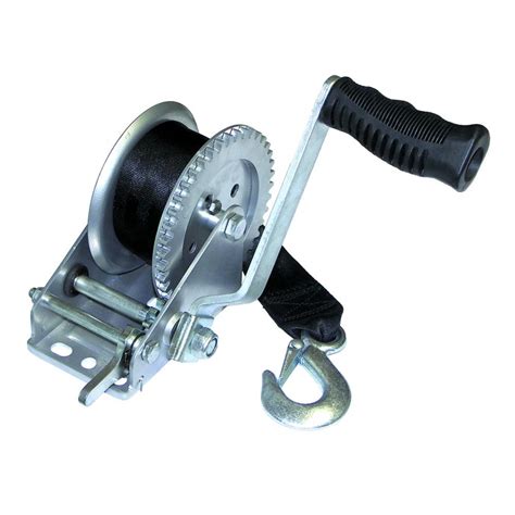 1200 Lb Zinc Plated Trailer Winch With 20 In Strap And Hook Solid