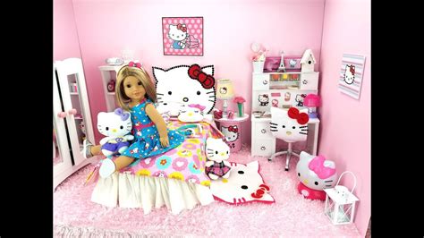 This is a hello kitty 3d wall decal room. AMERICAN GIRL DOLL HELLO KITTY BEDROOM - YouTube