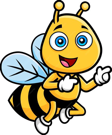 Premium Vector Cute Bee Cartoon Character Flying And Pointing Vector