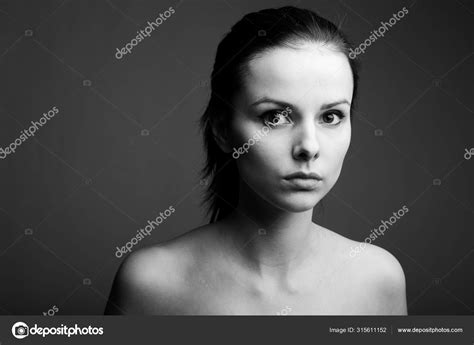 Beautiful Young Girl Black White Portrait Stock Photo By ©shilovskaya