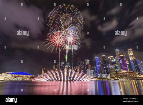 Singapore Fireworks Display Countdown Celebration At Marina Bay