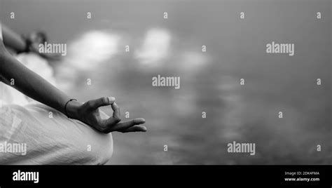 Woman Meditating Lake Black And White Stock Photos And Images Alamy