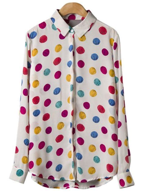 [25 off] 2021 colorful polka dot long sleeve shirt in white zaful