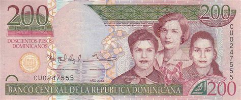 banknote dominican rep 200 pesos dominicanos mirabal sister s 2013