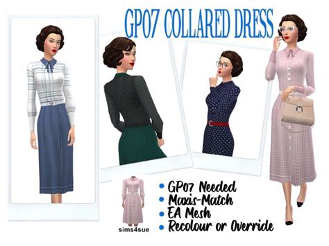 Maxis Match Recolours Download Gp07 Collared Dress Strangerville