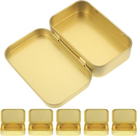 Zerodeko Golden Pcs Metal Hinged Tins Box Containers Small Rectangular