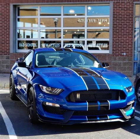 Shelby Mustang Gt350 Painted In Lightning Blue W Black And White Central