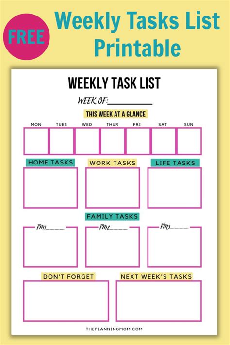 How To Create A Weekly Tasks List Stop Forgetting And Stay Organized The Planning Mom