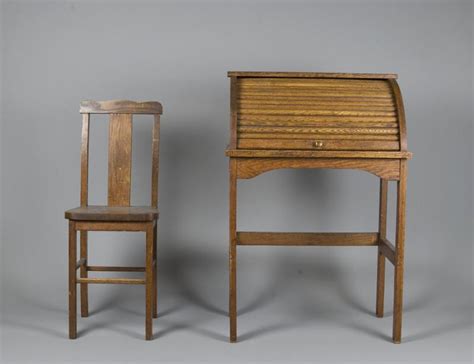 Or another title for this post would be just roll with it. Antique Child's Roll Top Desk & Chair