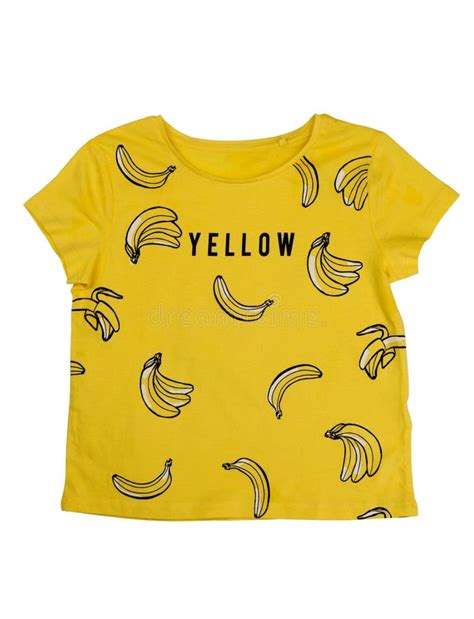 Female Yellow T Shirt With A Banana Pattern Isolate Stock Image