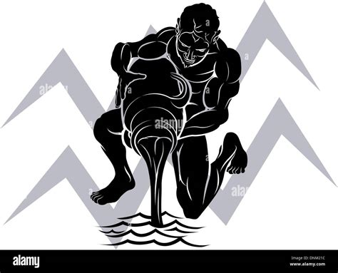 Illustration Of Aquarius The Water Bearer Or Carrier Zodiac Horoscope