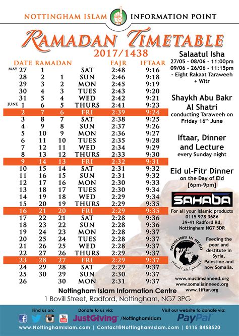 However, we will be printing adequate copies of train timetables for services, including the ktm. Ramadan 2017 Timetable | Nottingham Islam Information Point