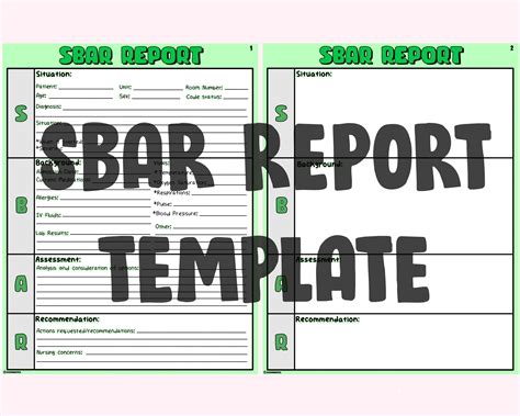 Sbar Nursing Report Template Etsy Sbar Nursing Report
