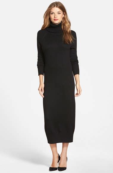 Vince Camuto Turtleneck Sweater Knit Maxi Dress In Black Lyst