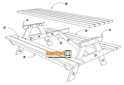 8 Foot Picnic Table Plans Diy Projects Construct101