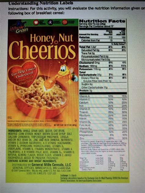 Whole Grain Honey Nut Cheerios Nutrition Information Blog Dandk