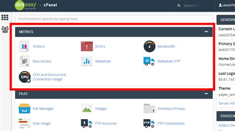 Logs And Metrics In CPanel Doteasy Web Hosting