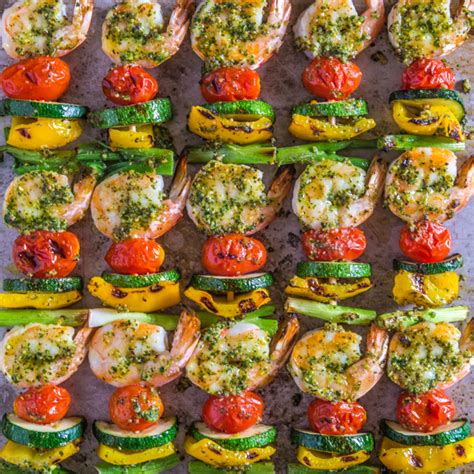 This makes it easy to flip and serve without any falling through the grill. Shrimp Kabobs with Pistachio-Tarragon Pesto | Southern Boy Dishes