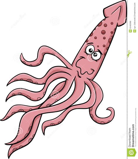 Sea Squid Cartoon Illustration Stock Vector Illustration