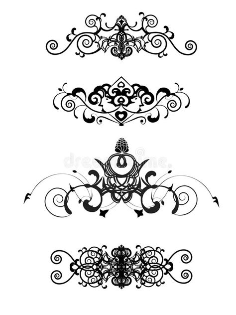 Set Of 4 Vintage Decorative Headers Stock Vector Illustration Of