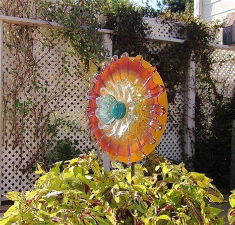 Garden Yard Art Outdoor Decor Upcycled Recycled Colorful Glass Meg