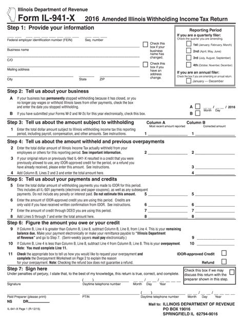 Form Il 941 X 2016 Fill Out And Sign Online Dochub
