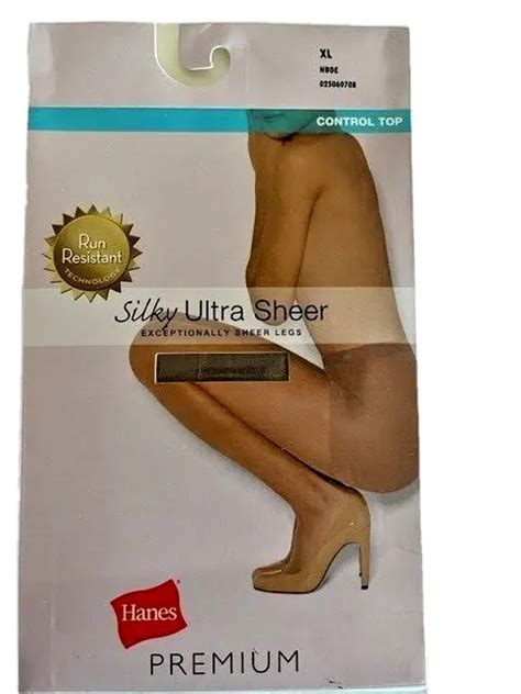 HANES PREMIUM SILKY Ultra Sheer Control Top Pantyhose XL Nude Run