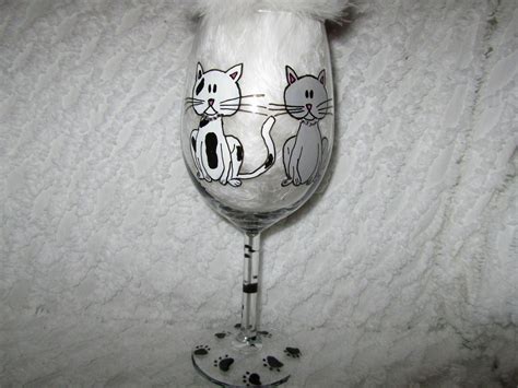 Make Paw Print Painted Wine Glasses Cat Lovers Personalized Hand