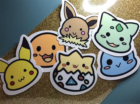 Kawaii Pokémon Stickers Pokémon Stickers Cute Chibi Etsy
