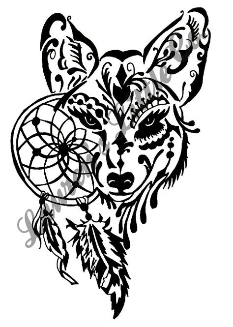 Wolf Dream Catcher Svg Files Instant Download Printable Etsy