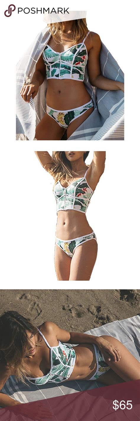 Tropical Palm Print Paneled Bikini Bikinis Fashion Clothes Design