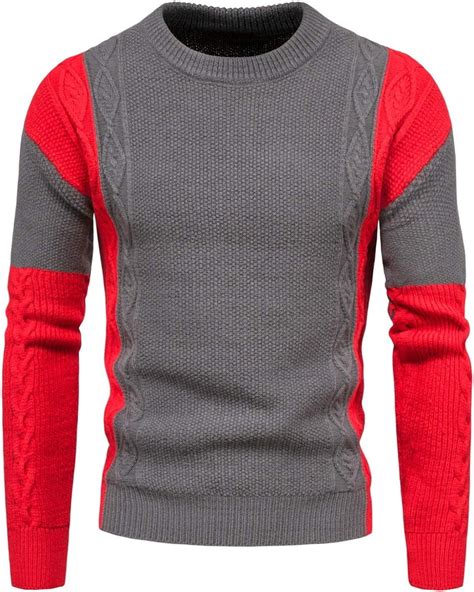 Suéter Para Hombre Otoño Suéter De Punto Cuello Redondo Moda Contraste