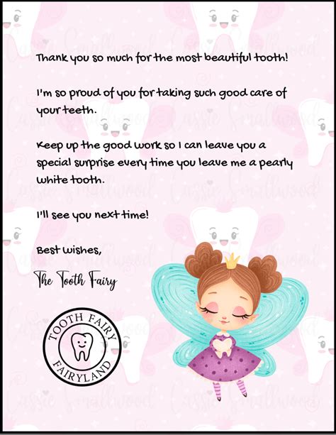Template Free Miniature Free Printable Tooth Fairy Letter And Envelope
